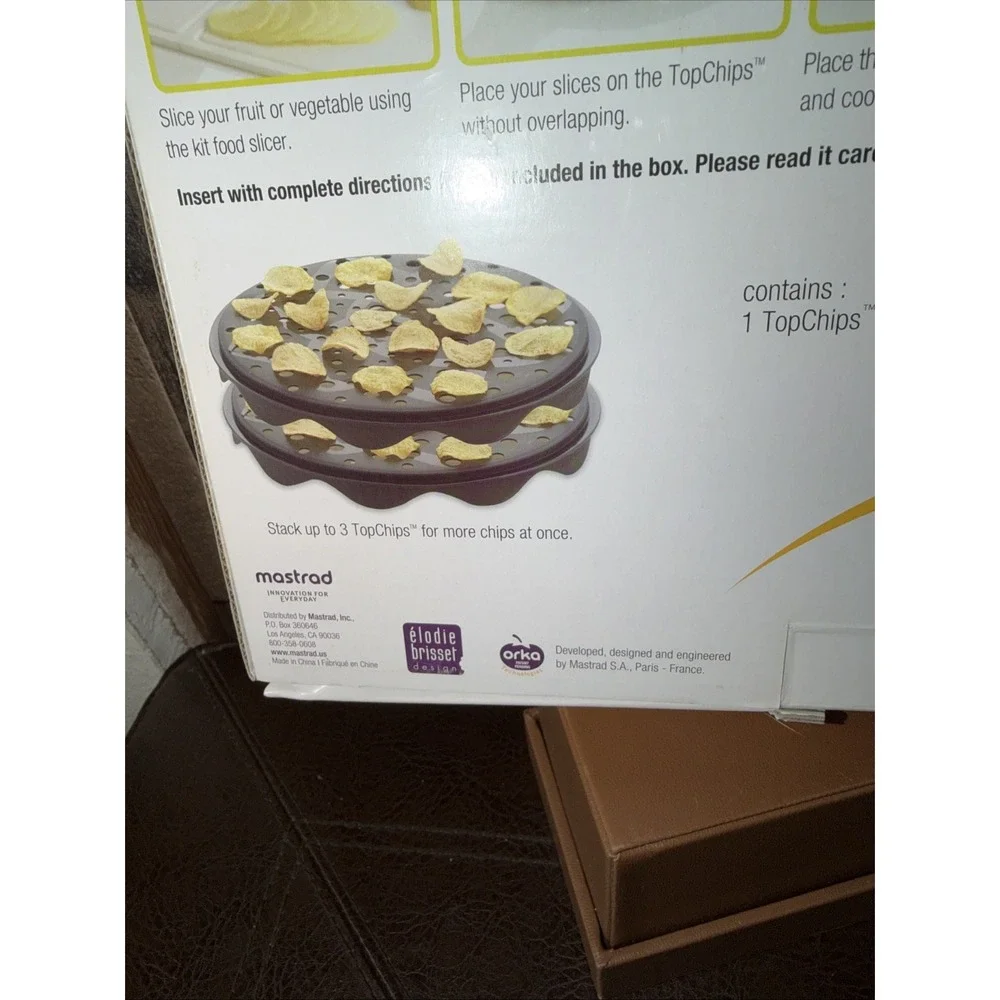 Mastrad TopChips Kit Microwave Potato Fruit Chips Maker & Food Slicer Set NIB